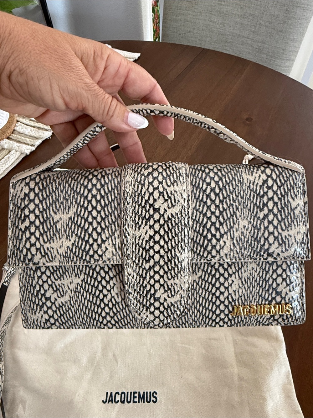 Jacquemus Le Grand Bambino Black & White Snakeskin-Effect Mini Bag - Picture 2 of 6